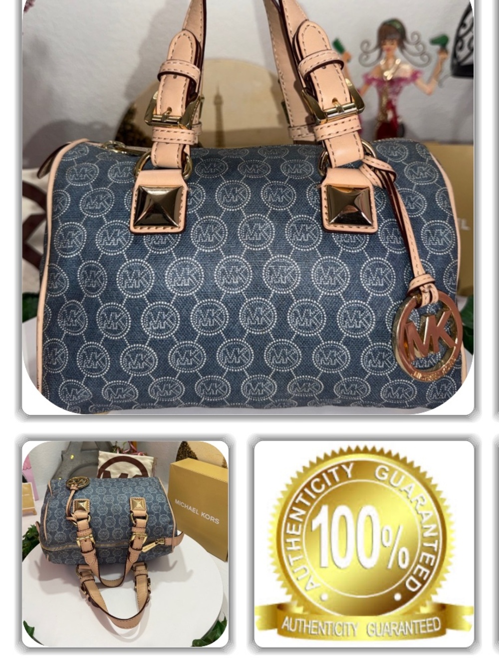 SASSY MICHAEL KORS DENIM MONOGRAM BOSTON BAG!
